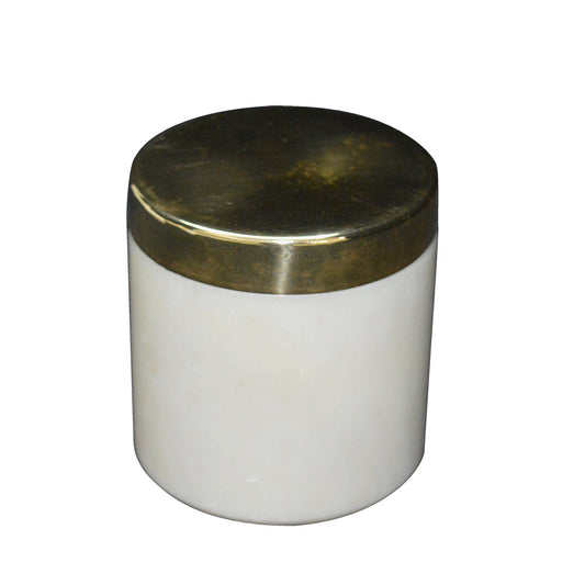 A&B Home Banswara 3" Bundle of 86 White Marble With Brass Lid Jar
