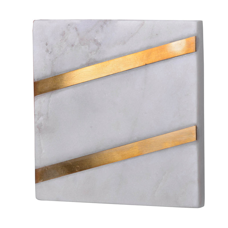 A&B Home Banswara 4" Bundle of 60 Set of Four White Marble Base With Brass Stripe Coasters