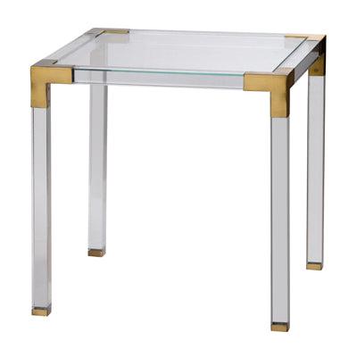 A&B Home Bedford 24" x 24" Bundle of 4 Square-Shaped Transparent Frame With Brassy Gold Corner Side Table