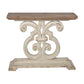 A&B Home Bellamy 43" x 36" Bundle of 3 Weathered White and Natural Brown Tabletop Traditional Console Table