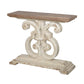 A&B Home Bellamy 43" x 36" Bundle of 3 Weathered White and Natural Brown Tabletop Traditional Console Table