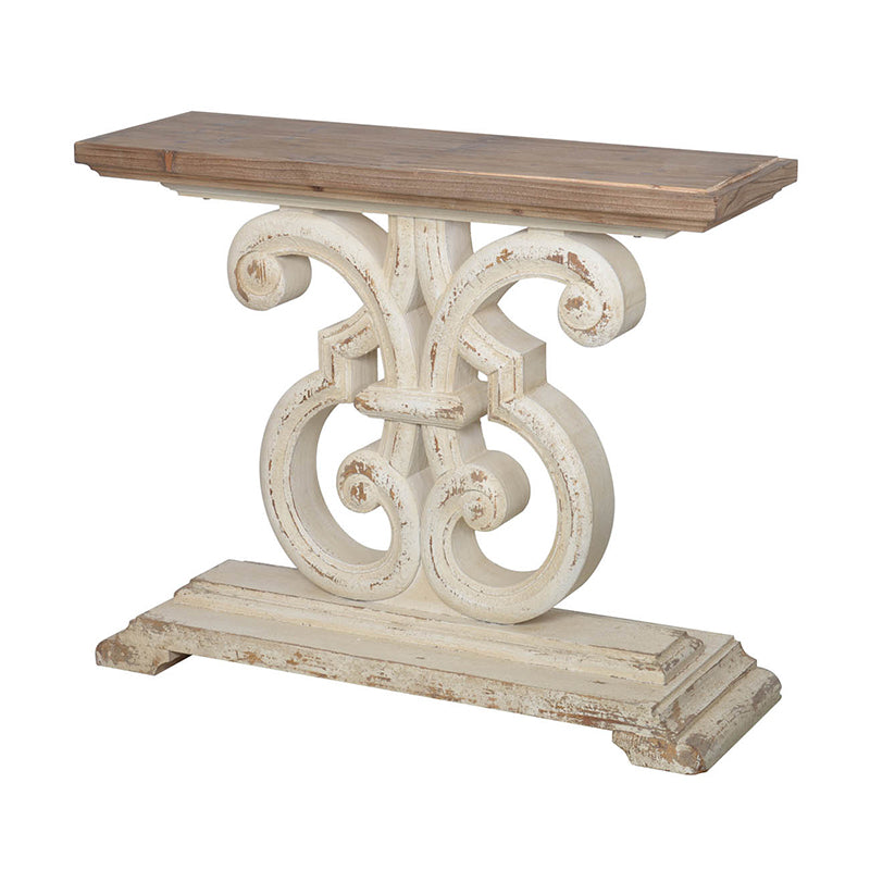 A&B Home Bellamy 43" x 36" Bundle of 3 Weathered White and Natural Brown Tabletop Traditional Console Table