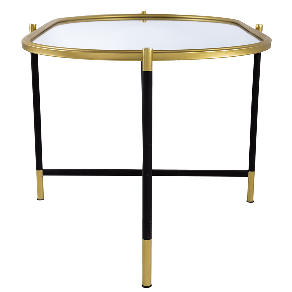 A&B Home Bertram 41" x 19" Bundle of 9 Oval Mirrored Tabletop With Gold and Black Metal Console Table