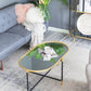 A&B Home Bertram 41" x 19" Bundle of 9 Oval Mirrored Tabletop With Gold and Black Metal Console Table