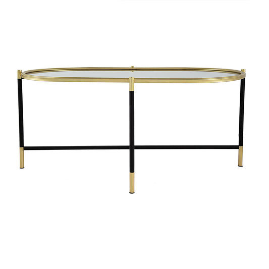 A&B Home Bertram 41" x 19" Bundle of 9 Oval Mirrored Tabletop With Gold and Black Metal Console Table