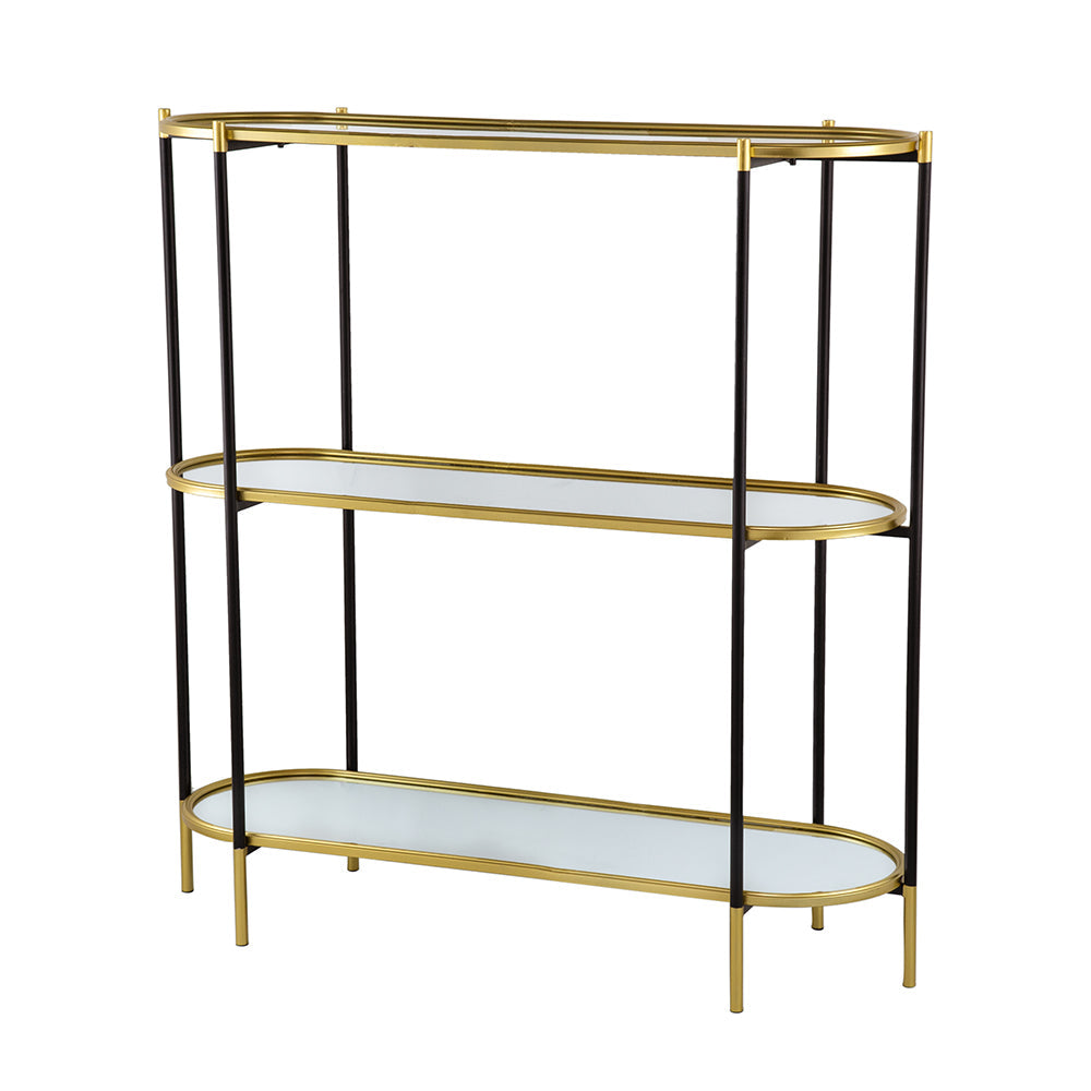 A&B Home Bertram 49" x 50" Bundle of 5 Gold Rim With Black Legs Three-Tier Metal Console Shelving