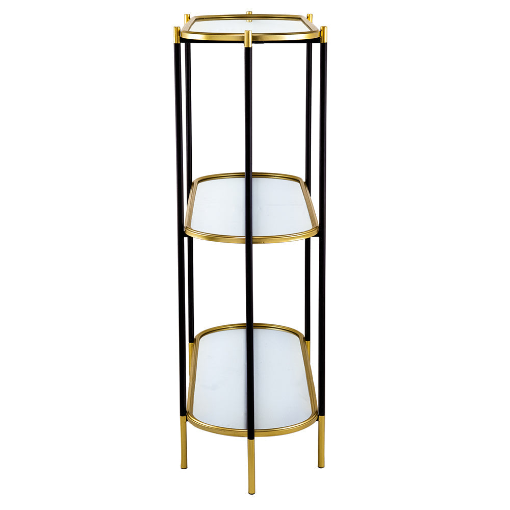 A&B Home Bertram 49" x 50" Bundle of 5 Gold Rim With Black Legs Three-Tier Metal Console Shelving