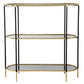 A&B Home Bertram 49" x 50" Bundle of 5 Gold Rim With Black Legs Three-Tier Metal Console Shelving