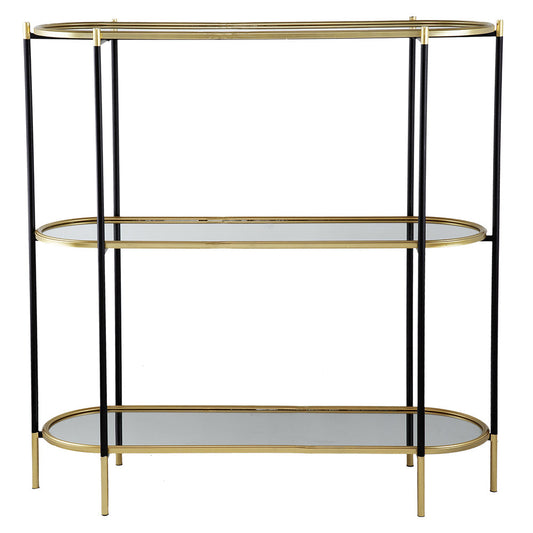 A&B Home Bertram 49" x 50" Bundle of 5 Gold Rim With Black Legs Three-Tier Metal Console Shelving