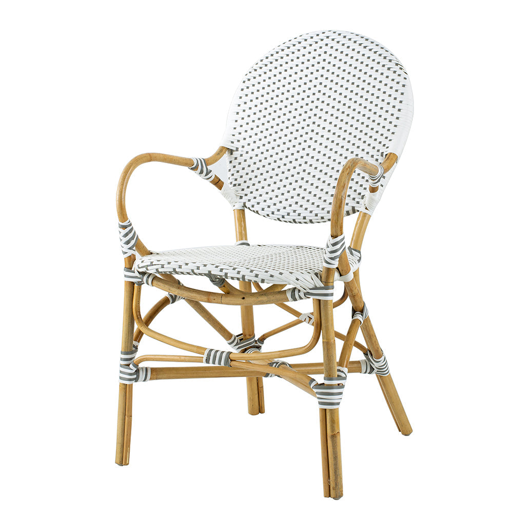 A&B Home Bistro 21" x 36" Bundle of 10 White and Brown Rattan Frame Arm Chair