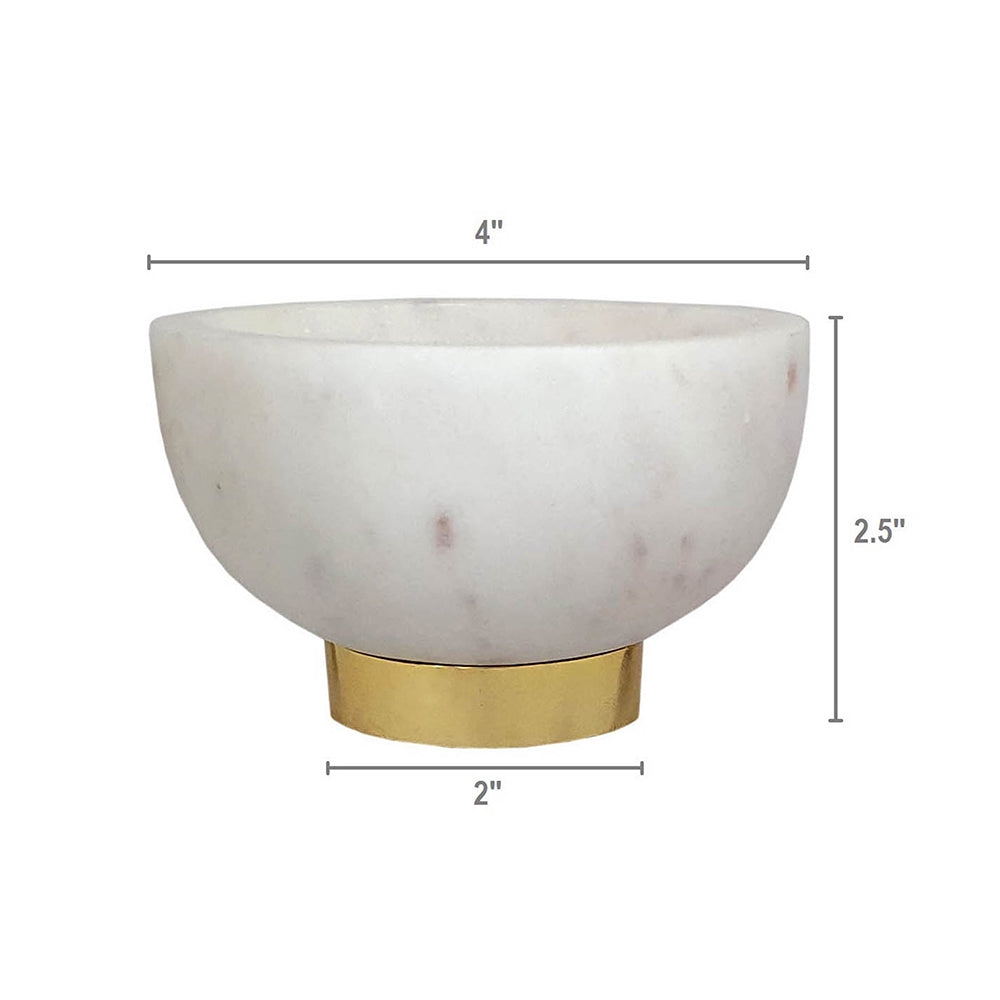 A&B Home Britton 4" Bundle of 50 Set Of Two Round Metallic Copper Base With White Marble Serving Bowl