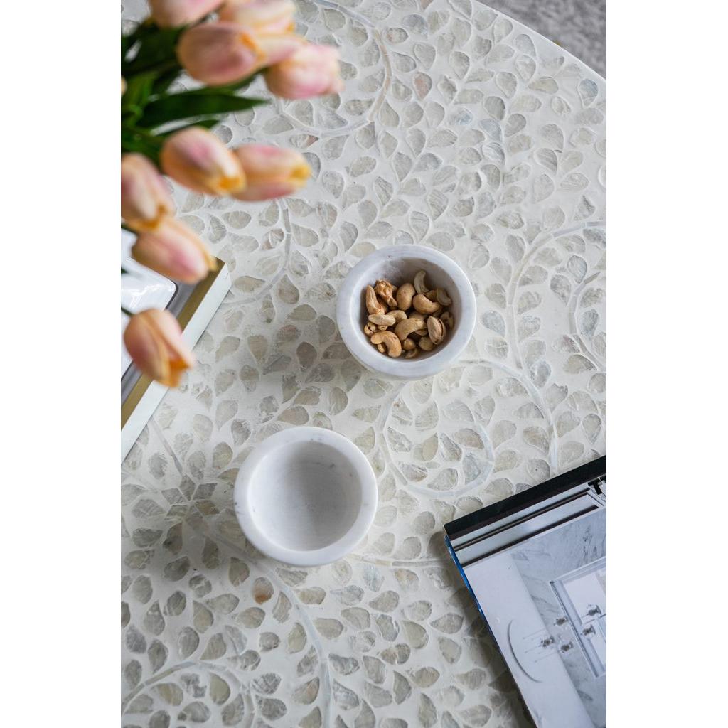A&B Home Britton 4" Bundle of 50 Set Of Two Round Metallic Copper Base With White Marble Serving Bowl
