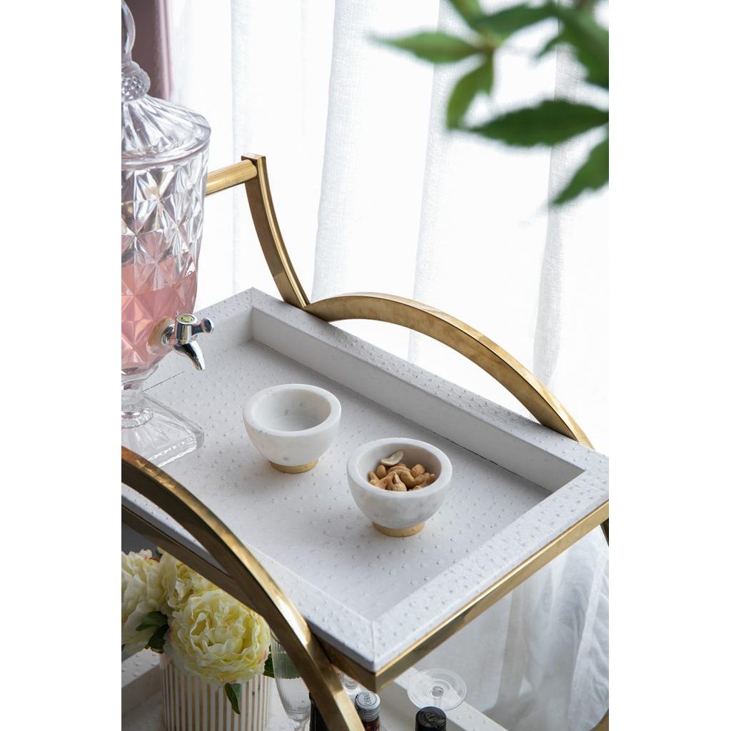 A&B Home Britton 4" Bundle of 50 Set Of Two Round Metallic Copper Base With White Marble Serving Bowl