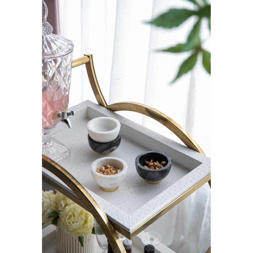 A&B Home Britton 4" Bundle of 54 Set Of Two Round Metallic Copper Base With Black Marble Serving Bowl