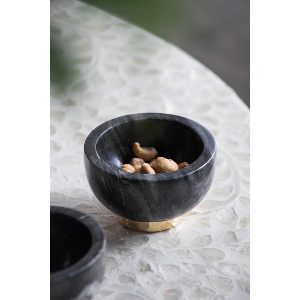 A&B Home Britton 4" Bundle of 54 Set Of Two Round Metallic Copper Base With Black Marble Serving Bowl