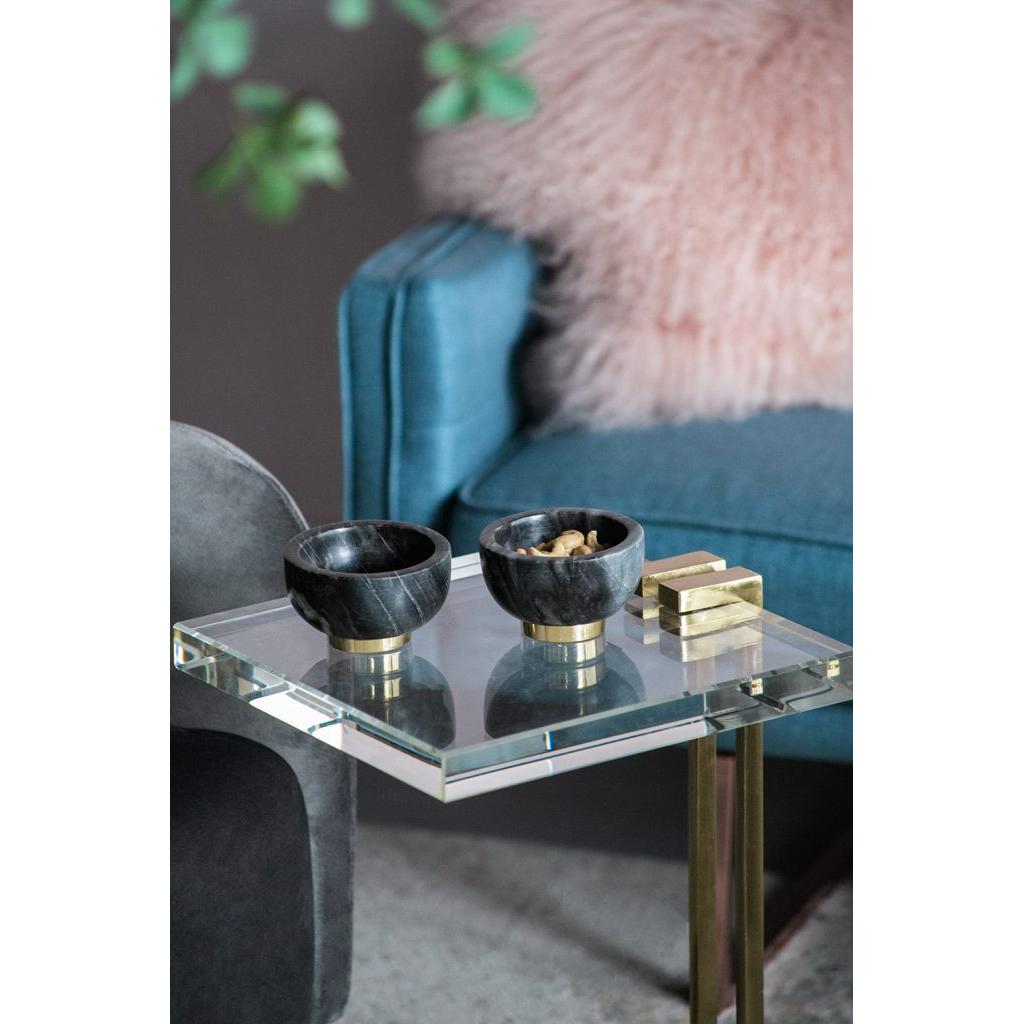 A&B Home Britton 4" Bundle of 54 Set Of Two Round Metallic Copper Base With Black Marble Serving Bowl