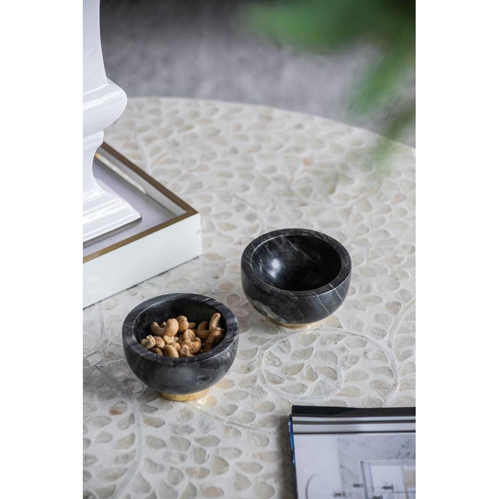 A&B Home Britton 4" Bundle of 54 Set Of Two Round Metallic Copper Base With Black Marble Serving Bowl