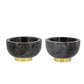 A&B Home Britton 4" Bundle of 54 Set Of Two Round Metallic Copper Base With Black Marble Serving Bowl