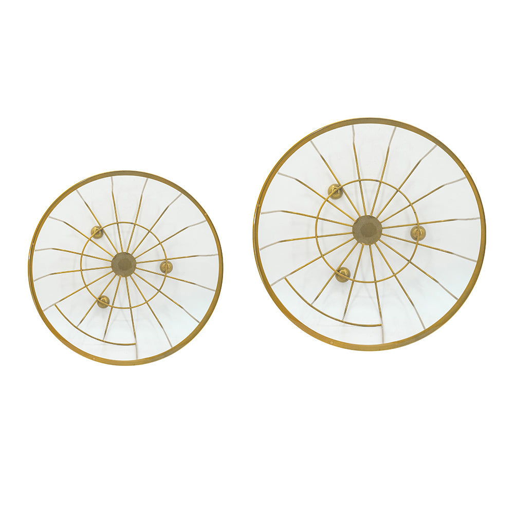 A&B Home Bundle of 12 Carinae Set of Two Round Gold Metallic Frame Side Table With Glass Tabletop