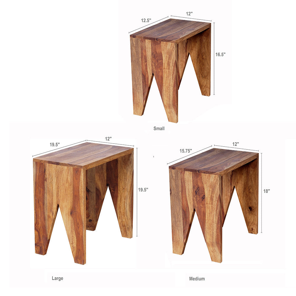 A&B Home Bundle of 5 Ayra Set of Three Wooden Rectangular Side Tables