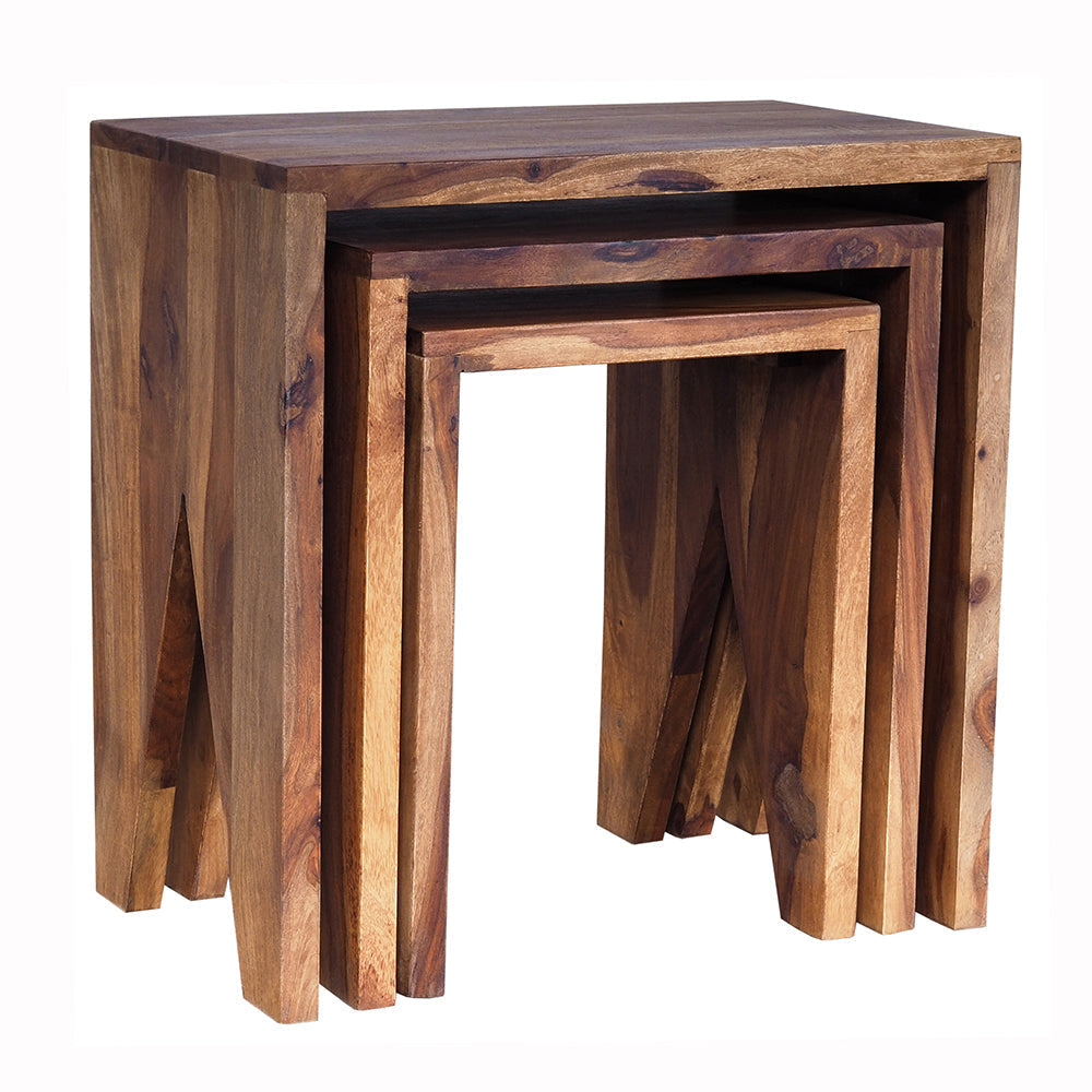 A&B Home Bundle of 5 Ayra Set of Three Wooden Rectangular Side Tables