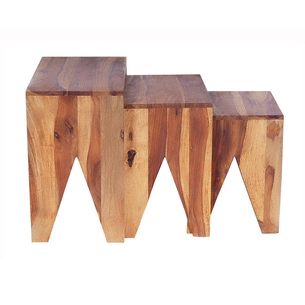 A&B Home Bundle of 5 Ayra Set of Three Wooden Rectangular Side Tables