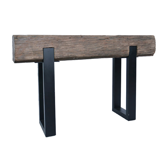 A&B Home Burlington 47" x 30" Bundle of 6 Straight Bar Wood Tabletop With Black Metal Console Table