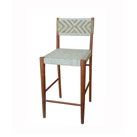 A&B Home Carillow 19" x 42" Bundle of 8 Cream and Gray Woven With Black Acacia Wood Legs Weaving Bar Chair