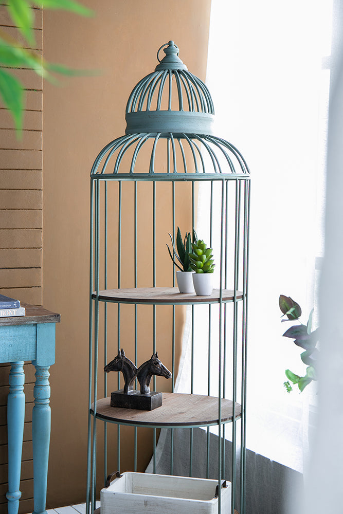 A&B Home Charlotte 26" x 67" Bundle of 9 Birdcage Antique Nickel Metal Frame Three-Tiered Shelves