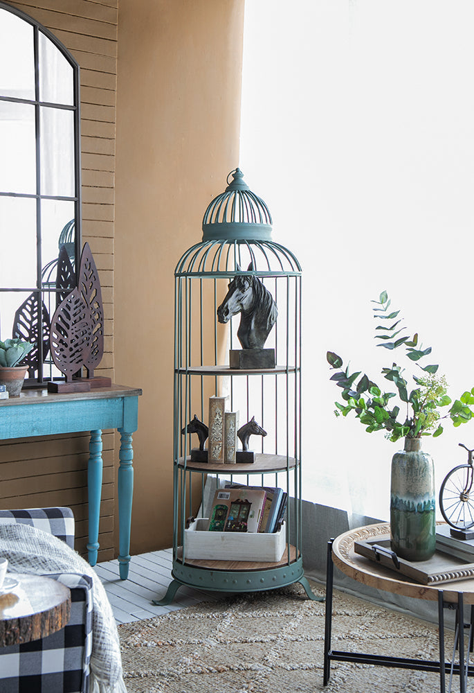 A&B Home Charlotte 26" x 67" Bundle of 9 Birdcage Antique Nickel Metal Frame Three-Tiered Shelves