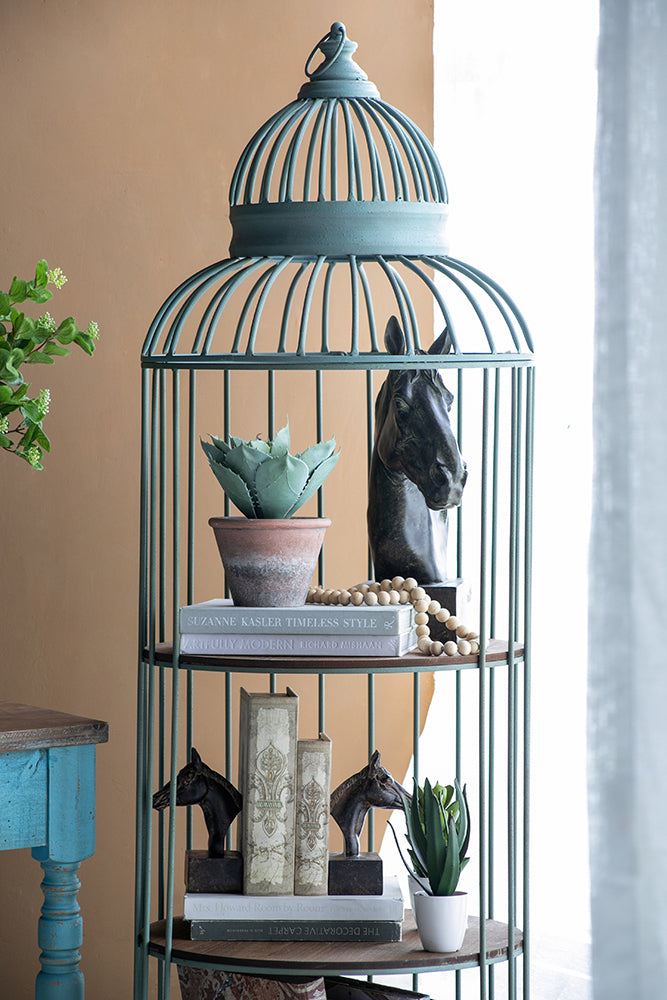 A&B Home Charlotte 26" x 67" Bundle of 9 Birdcage Antique Nickel Metal Frame Three-Tiered Shelves