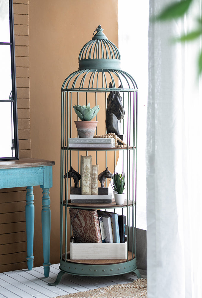 A&B Home Charlotte 26" x 67" Bundle of 9 Birdcage Antique Nickel Metal Frame Three-Tiered Shelves