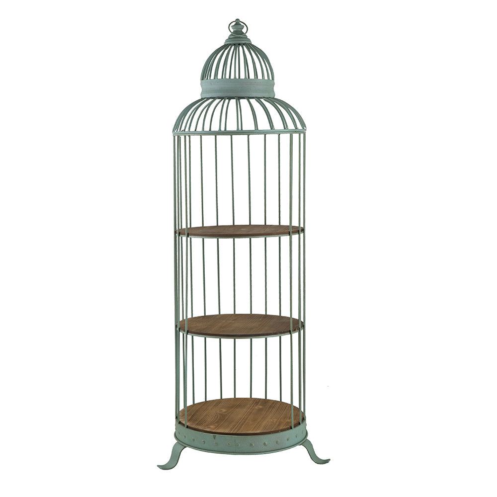 A&B Home Charlotte 26" x 67" Bundle of 9 Birdcage Antique Nickel Metal Frame Three-Tiered Shelves