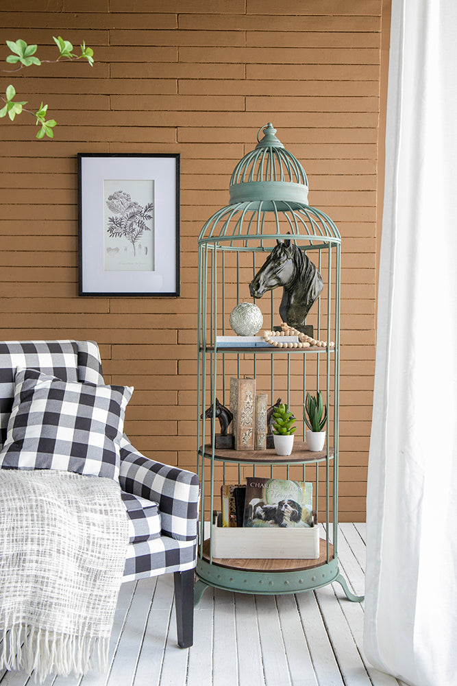 A&B Home Charlotte 26" x 67" Bundle of 9 Birdcage Antique Nickel Metal Frame Three-Tiered Shelves