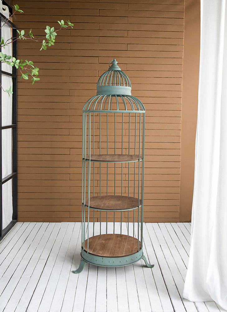 A&B Home Charlotte 26" x 67" Bundle of 9 Birdcage Antique Nickel Metal Frame Three-Tiered Shelves