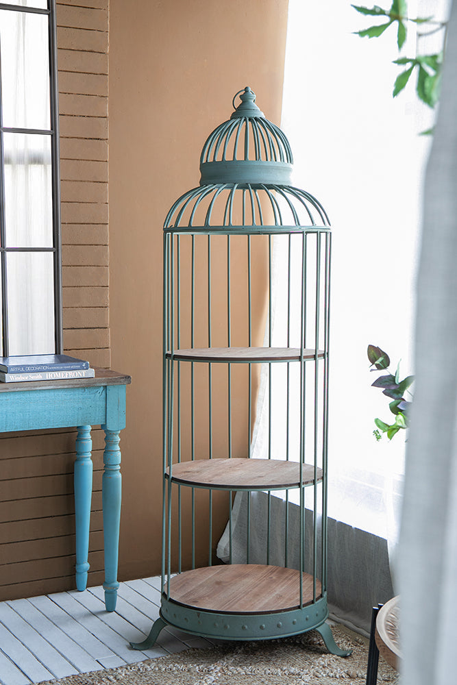 A&B Home Charlotte 26" x 67" Bundle of 9 Birdcage Antique Nickel Metal Frame Three-Tiered Shelves