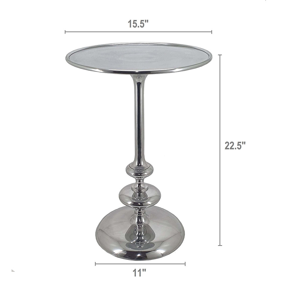 A&B Home Cheshire 16" x 23" Bundle of 18 Round Aluminum Tabletop With Aluminum Side Table