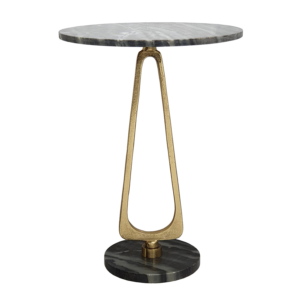 A&B Home Cintra 16" x 22" Bundle of 17 Black and White Marble Tabletop With Gold Legs Accent Table