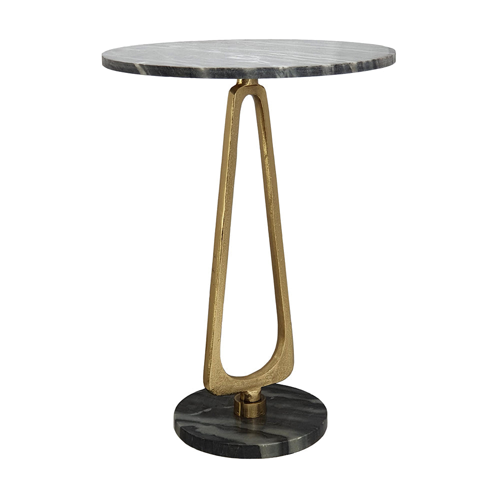 A&B Home Cintra 16" x 22" Bundle of 17 Black and White Marble Tabletop With Gold Legs Accent Table