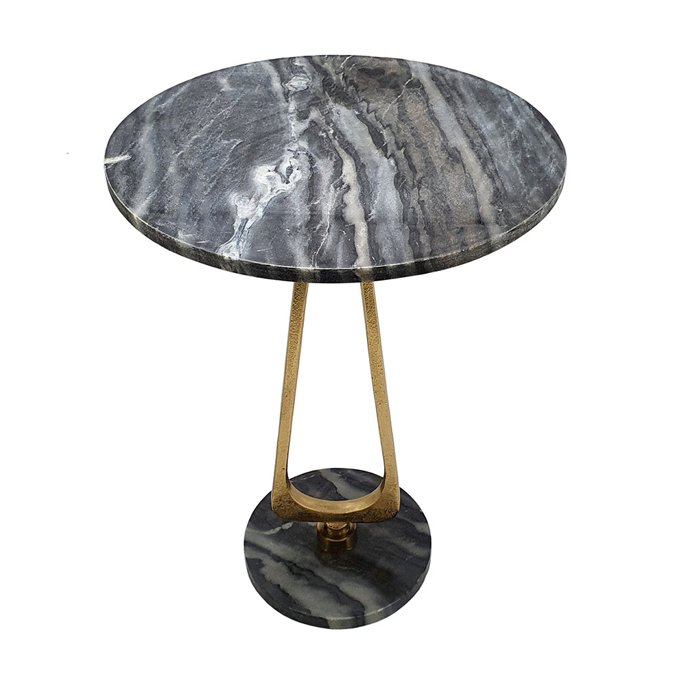 A&B Home Cintra 16" x 22" Bundle of 17 Black and White Marble Tabletop With Gold Legs Accent Table