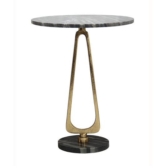 A&B Home Cintra 16" x 22" Bundle of 17 Black and White Marble Tabletop With Gold Legs Accent Table