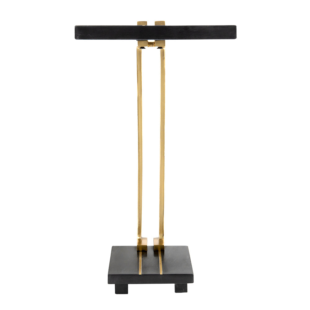 A&B Home Darush 13" x 22" Bundle of 12 C-Shaped Black Marble With Gold Accent Side Table