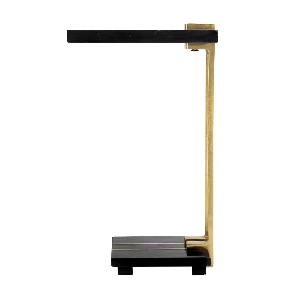 A&B Home Darush 13" x 22" Bundle of 12 C-Shaped Black Marble With Gold Accent Side Table