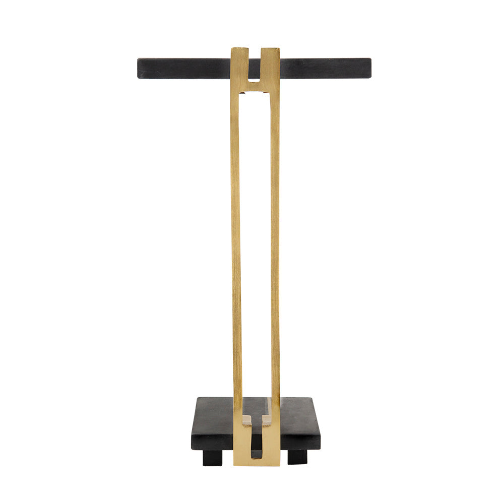 A&B Home Darush 13" x 22" Bundle of 12 C-Shaped Black Marble With Gold Accent Side Table