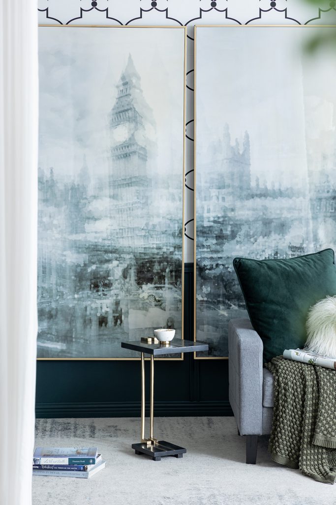 A&B Home Darush 13" x 22" Bundle of 12 C-Shaped Black Marble With Gold Accent Side Table