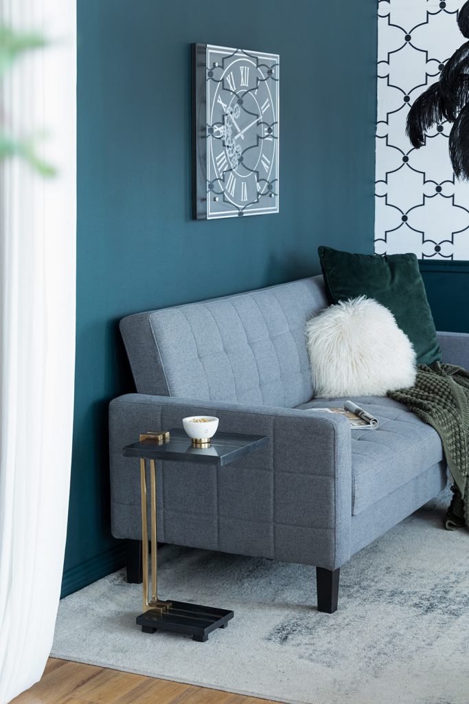 A&B Home Darush 13" x 22" Bundle of 12 C-Shaped Black Marble With Gold Accent Side Table