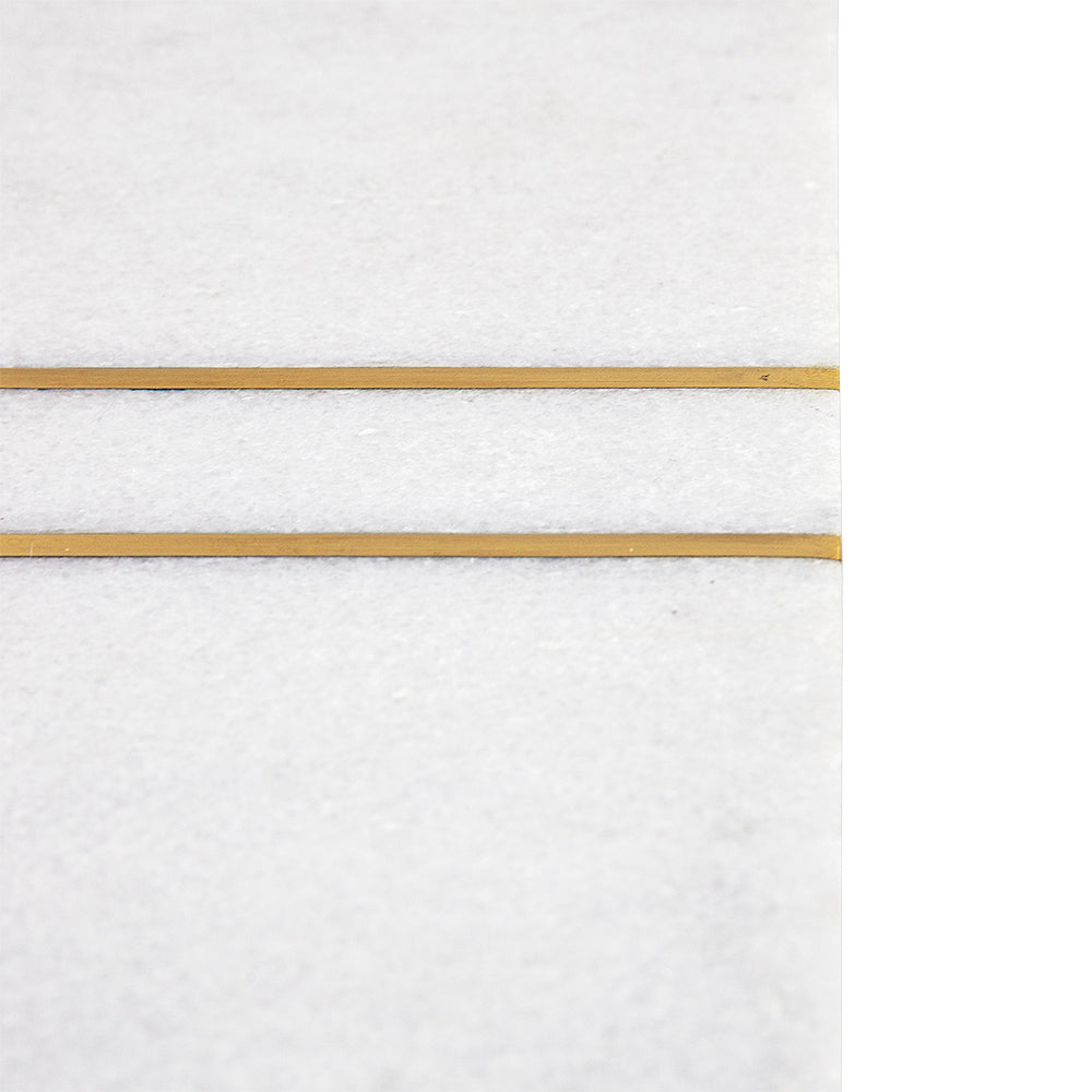 A&B Home Darush 13" x 22" Bundle of 12 C-Shaped White Marble Tabletop and Black Marble Base Side Table