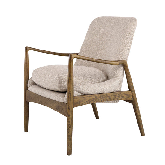 A&B Home Eamon 27" x 32" Bundle of 4 Solid Birch Wood Frame With Curved Corner Armrest and Beige Cushion