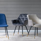 A&B Home Fausta 17" x 35" Set of Four Bundle of 8 Blue Dining Chairs With Sleek Black Metallic Legs