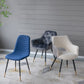 A&B Home Fausta 17" x 35" Set of Four Bundle of 8 Blue Dining Chairs With Sleek Black Metallic Legs